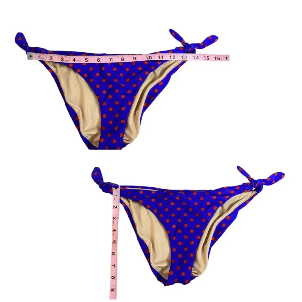J. Crew Strapless Bandeau Bikini Top & String Bottom Blue Polka Dot Small 32D - Picture 15 of 16